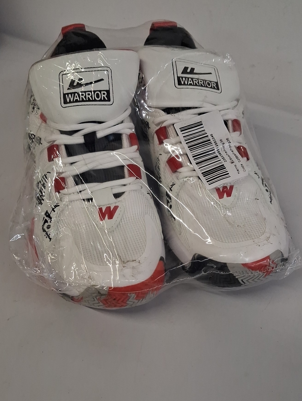 NWT Unisex White, Red, Black And Grey Warrior Sneakers